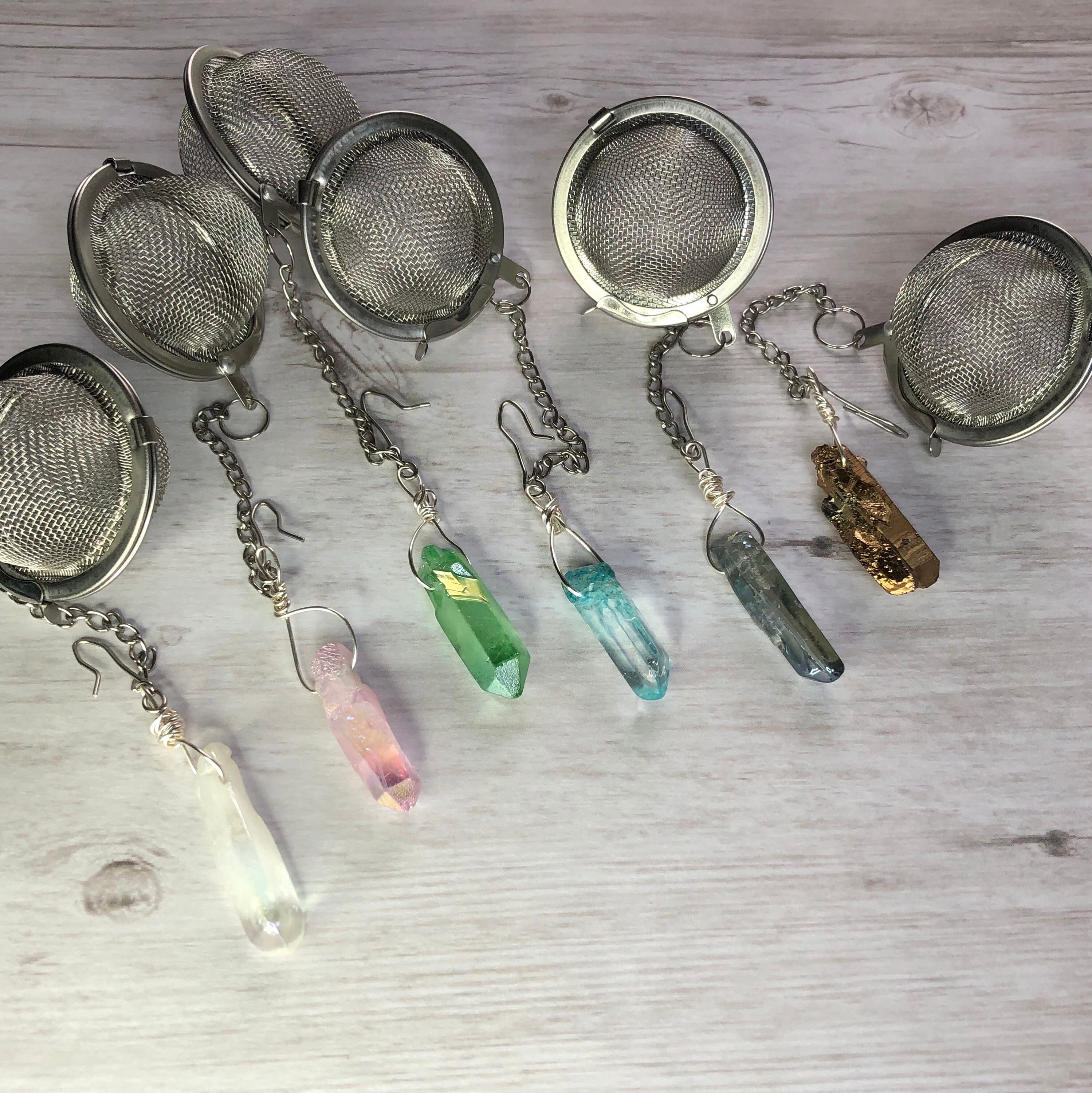 Aura Quartz Crystal Tea Infusers Loose Leaf Tea Ball Infuser Etsy