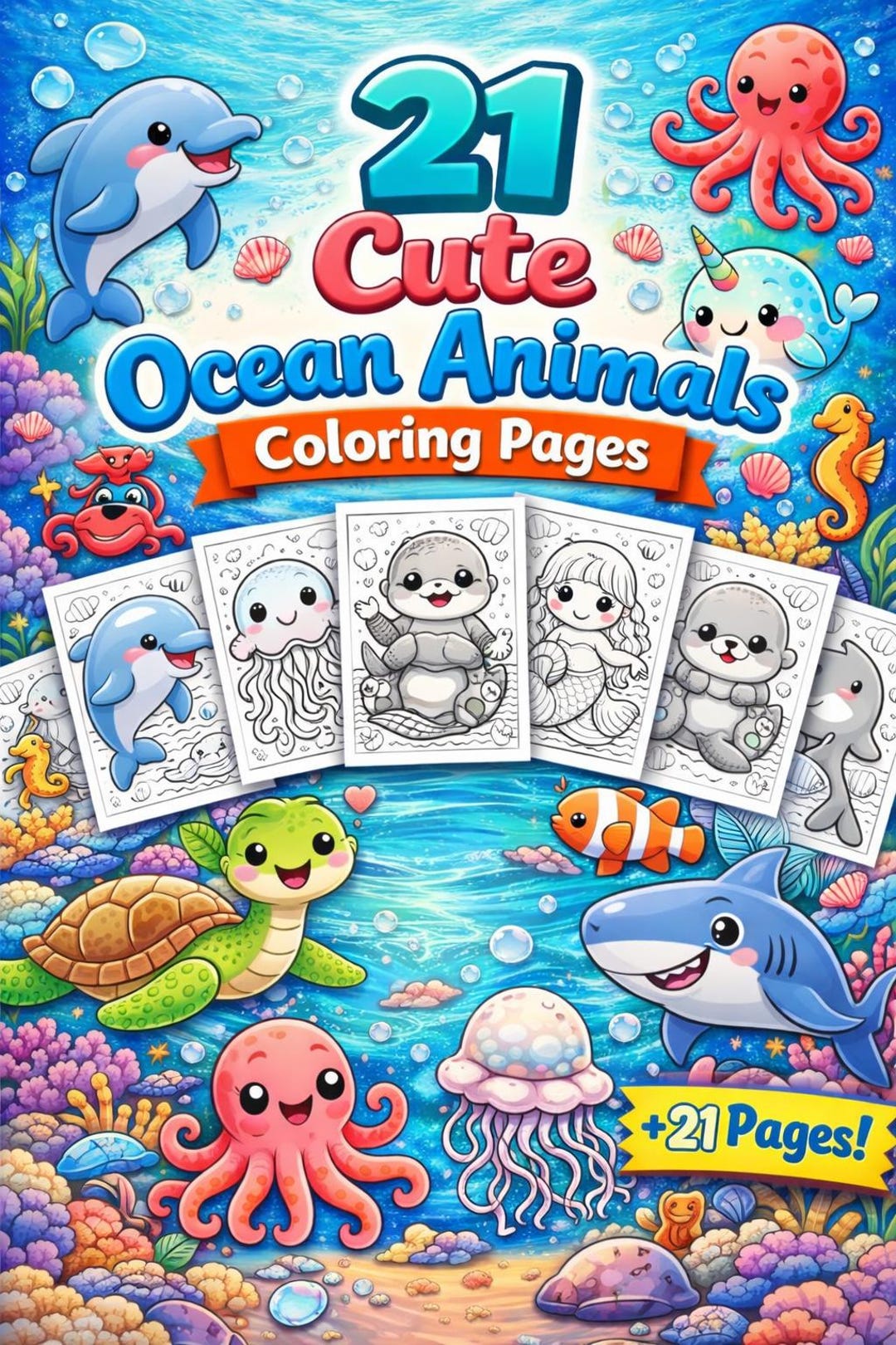 Ocean Animals Coloring Pages | Kids Underwater Sea Life Printable ...