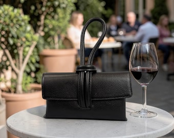 #373 Jane Shilton カデナ 高級 カーフレザー ハンドバッグ JANE SHILTON Black 100% Genuine Leather Vintage Clutch Purse Made