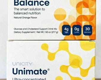 Unicity Balance Fiber Drink & Unimate Yerba Mate Energy Mix – Orange Lemon 30 Servings