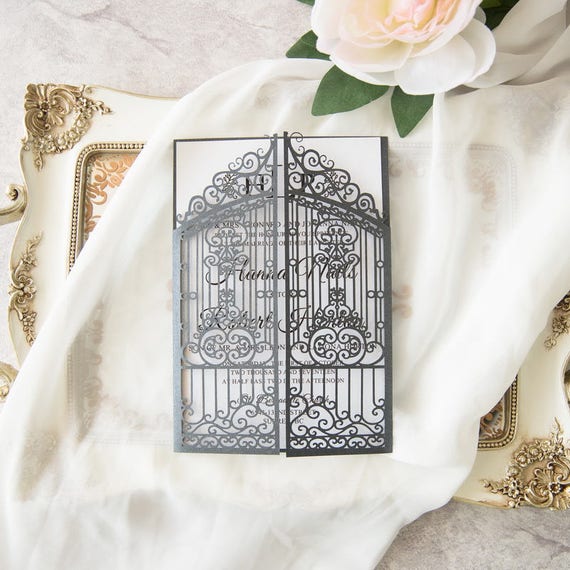 Diy Laser Cut Pocket Invitations Pockets Only Vintage Gate Etsy