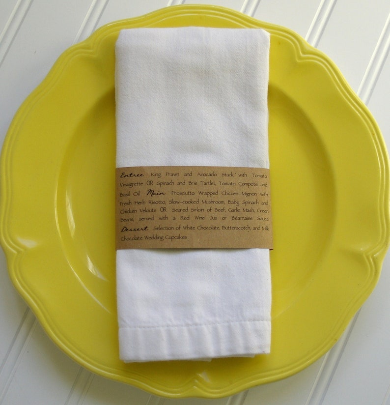 Kraft Napkin Ring Menus Handmade Custom Wedding Menu. Napkin Etsy