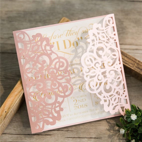 Diy Laser Cut Invitations Pockets Only Square Laser Cut Etsy