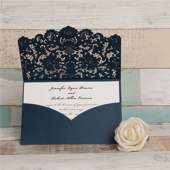 navy laser cut wedding invitations pocket style wedding invitation rustic wedding laser cut rustic chic wedding ivory and kraft rustic chic wedding invitations