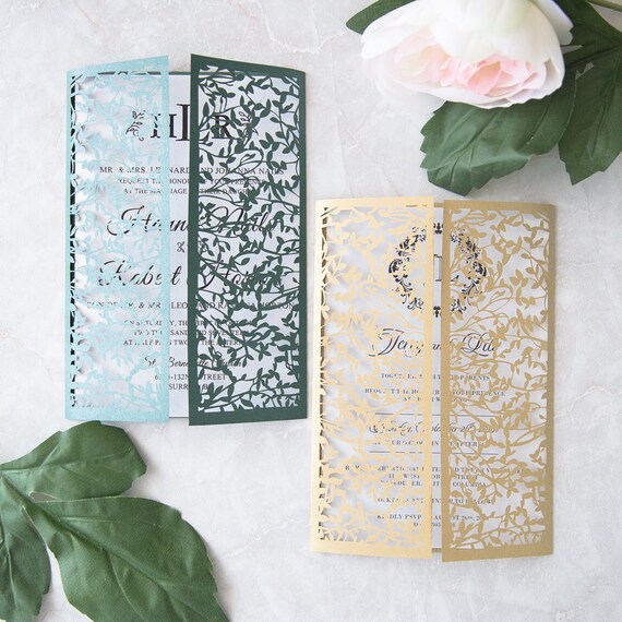 Diy Laser Cut Pocket Invitations Pockets Only Vine Laser Cut Etsy