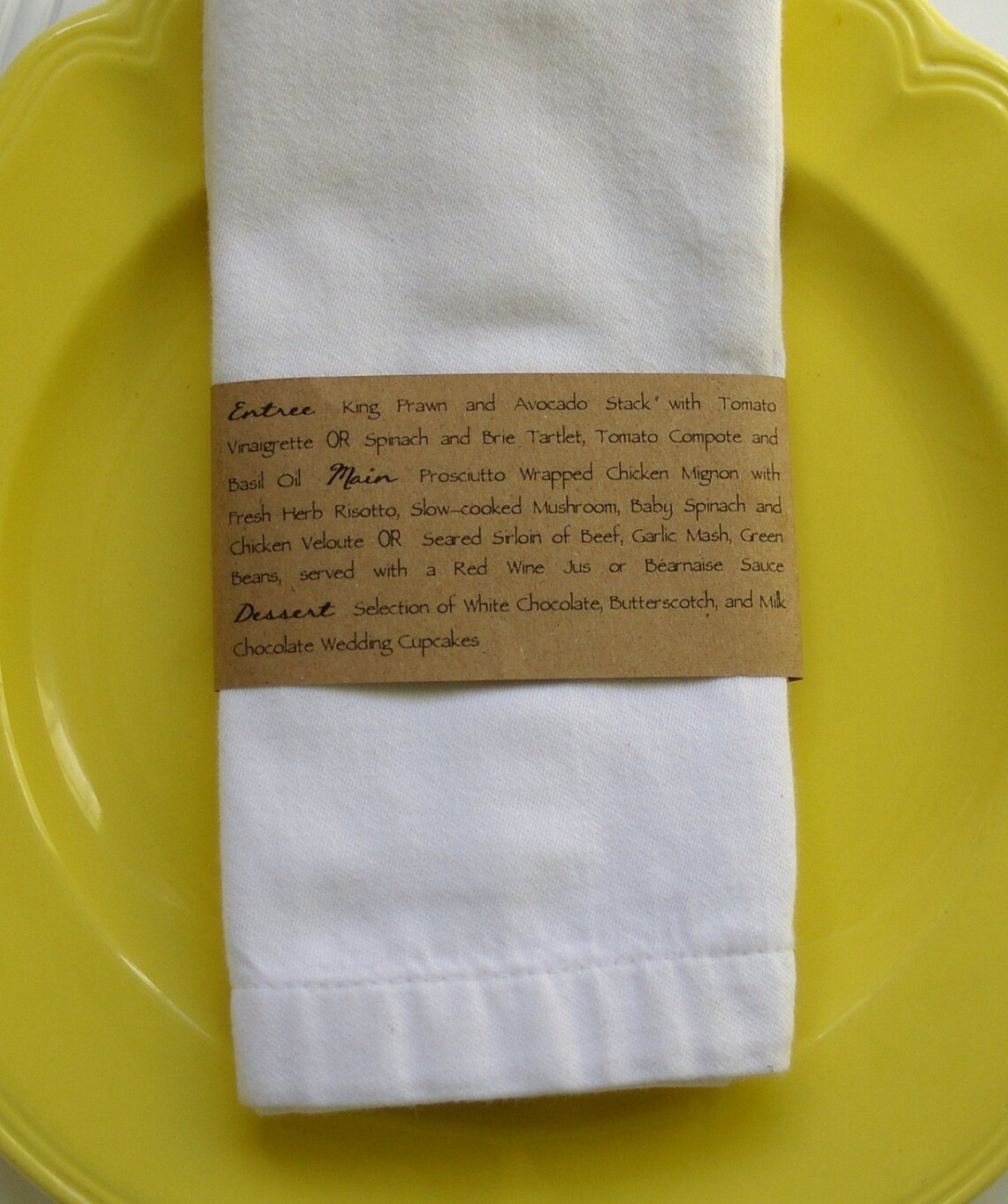 Kraft Napkin Ring Menus Handmade Custom Wedding Menu. Napkin Etsy