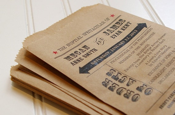 Carnival Wedding Programs Set Of 25 Custom Flat Kraft Paper Etsy