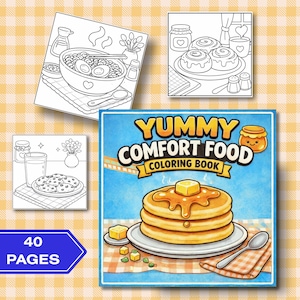 Food Coloring Book, Dessert Coloring Pages, Cute Food Coloring Book, Kawaii Food Coloring, Dessert Coloring Book PDF, Comfort Food Coloring