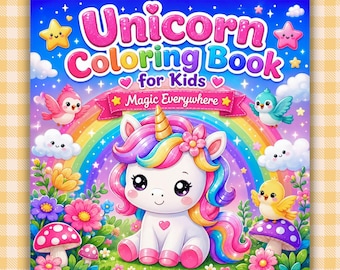 Unicorn Coloring Book for Kids, Toddler Unicorn Activity Book, Rainbow Coloring Pages, Cute Unicorn Gift for Girls, Preschool Coloring