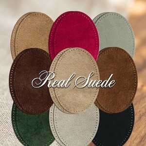 Elleboogstukken van echt suède voor truien - Voorgeperforeerde, opnaaibare elleboogstukken - Reparatie van truien of jassen - Elleboogstukken van suèdeleer (paar)