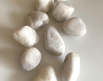 10 Natural Quartz Beach Stones – Approx. 1”- 2" Each – White Coastal Stones for Crafts, Decor, Terrariums, or Crystal Displays