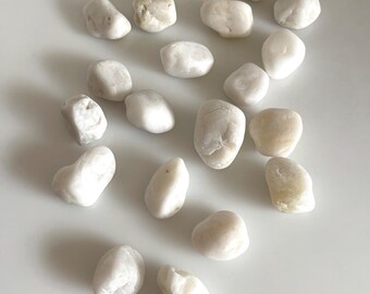 20 Natural Quartz Beach Stones – Approx. 1”- 1.25" Each – White Coastal Stones for Crafts, Decor, Terrariums, or Crystal Displays
