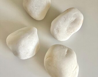 4 Large Natural Quartz Beach Stones – Approx. 2"-2.25" Each –  Palm Stones – Natural Crystal for Meditation, Healing, and Crafts