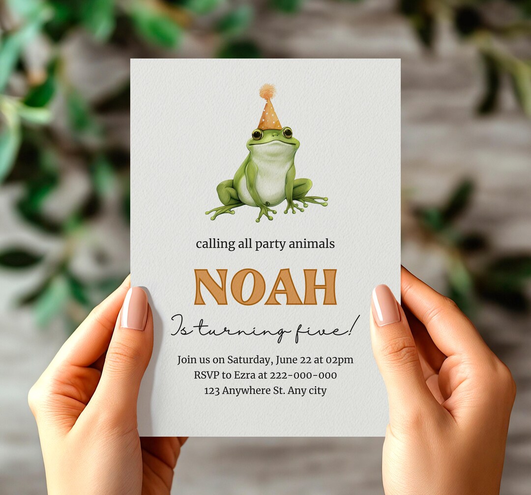 Frog Invite Frog Birthday Invitation Template, Kids Party Animal Invite (digital ...