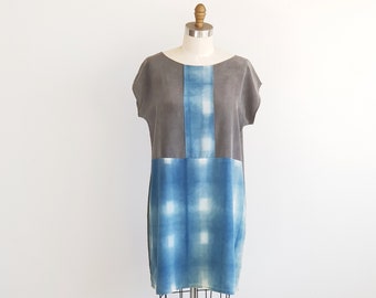 Indigo Dye Silk Dress - Medium