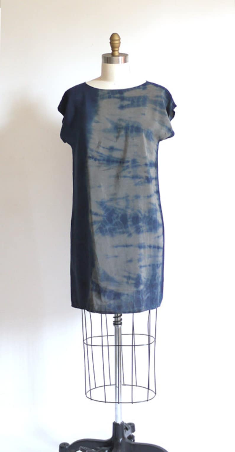 Natural Dye Silk Mini Dress Indigo Tie Dye. Shibori Silk - Etsy