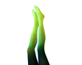  Green - Black Ombre Tights Quality Opaque Gradient