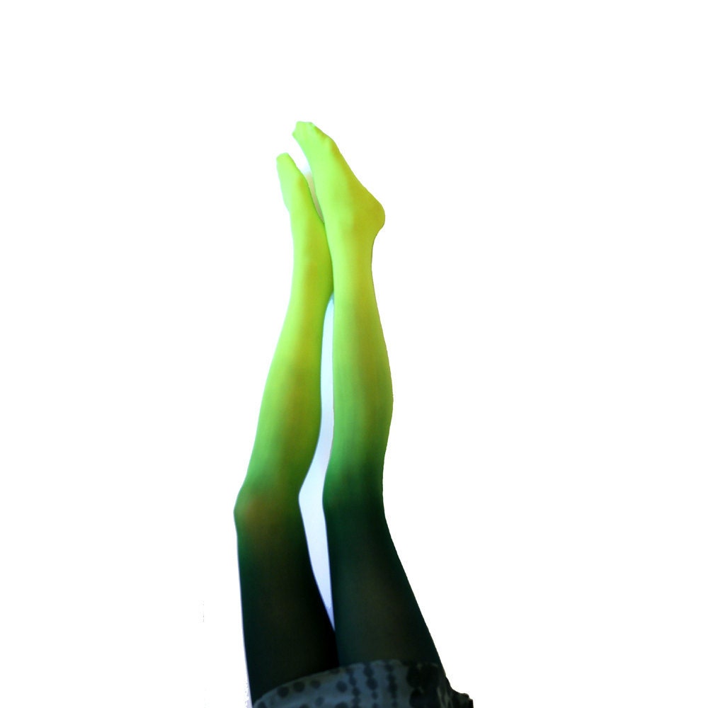  Green - Black Ombre Tights Quality Opaque Gradient