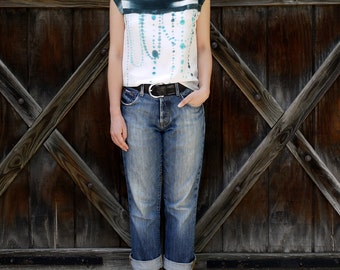silk hand painted shirt.  BLACK IKAT DOTS.  made to order - Custom sizing