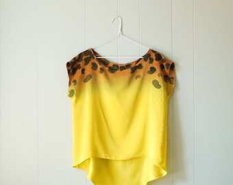 Ombre Silk Shirt.  Cheetah - hand dyed and painted blouse.