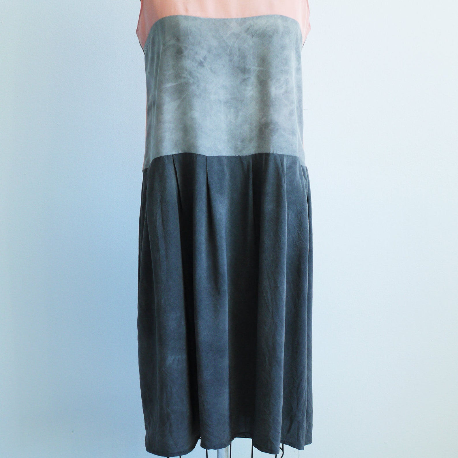 Natural Dye Silk Dress. Botanical Dye Color Block Midi Dress. Etsy