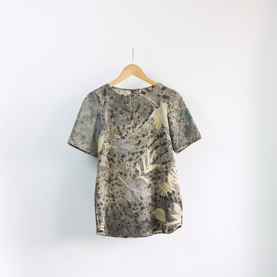 Leaf Print silk top. Eco print top botanical natural dye | Etsy