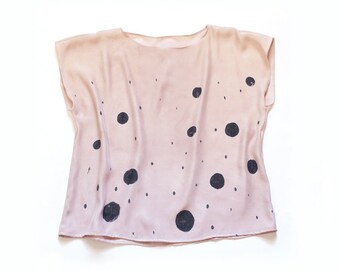 Natural Dye Silk blouse - Blush pastel silk blouse spring silk top silk tee pink nude top