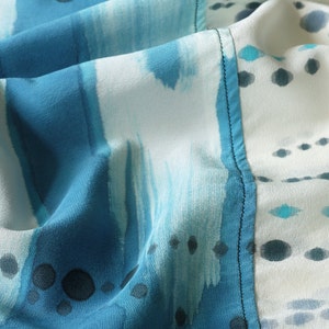 silk hand painted shirt. INDIGO IKAT DOT made to order blouse Custom sizing image 4