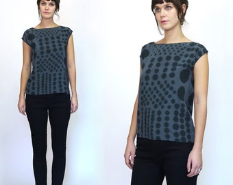 Hand painted silk shirt // Patch work Dots  - made to order Polka Dot silk top.