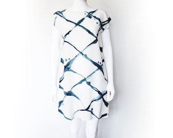 Hand painted silk dress.  pattern silk dress WIRE FENCE Made to order.