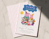 Pink Pig Birthday Invitation Template Editable Canva Pig Party Invite Printable Kids Birthday Pink Invitation Digital Download