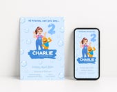 Ms Rachel Birthday Invitation Template Editable Canva Ms Rachel Party Invite Printable Toddler Birthday Boy Blue Digital Download