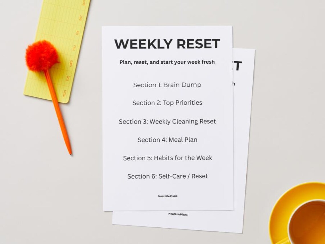 Weekly Reset Planner Printable | Sunday Reset Checklist | ADHD Weekly ...