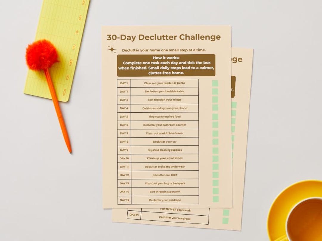 30 Day Declutter Challenge Printable | Declutter Checklist | Home ...