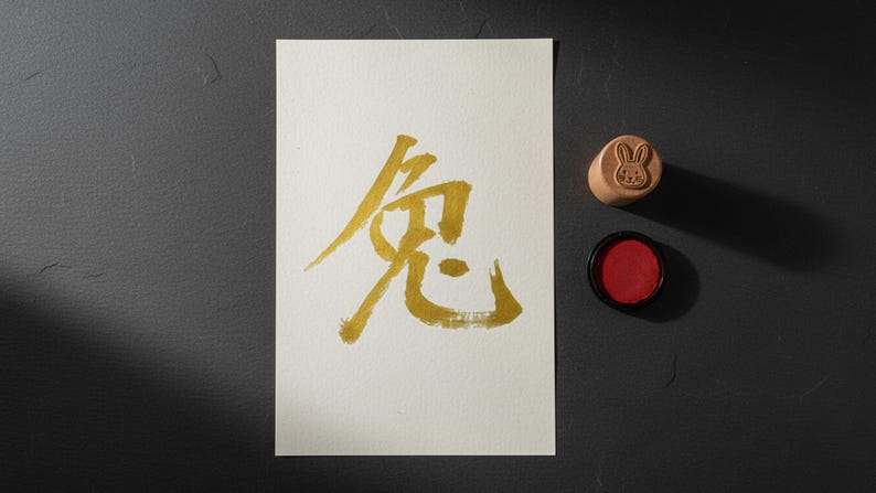 Chinese Zodiac 12 Signs Calligraphy Happiness Peace 兔 Zen Wall Decor ...