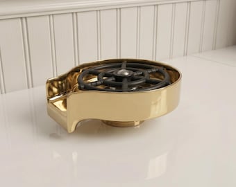 Brass Glass Rinser for Kitchen Sink, Gold Bottle Washer Cup Rinser, Countertop Bar Sink Accessory, Moroccan Inspired Brass Hardware
