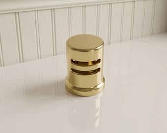 Brushed Brass Bathtub Overflow Cover, Gold Tub Overflow Drain Trim, Modern Brass Bathroom Hardware, Moroccan Inspired Replacement Plate