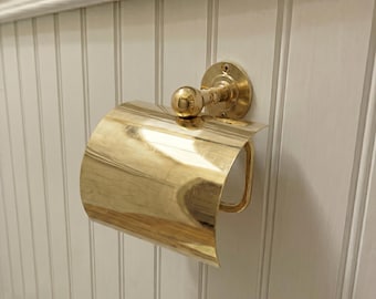 unlacquered brass paper towel holder, toilet paper holder, antique brass toilet holder, toilet holder