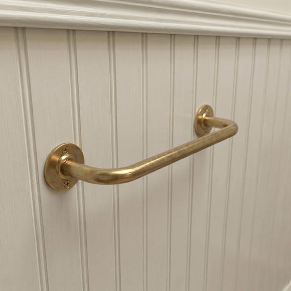 Unlacquered Brass Towel Holder, Handmade Vintage Style Brass Towel Bar, Rustic Moroccan Bathroom Decor, Living Finish Solid Brass Hardware