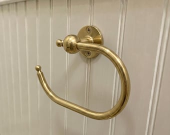 Unlacquered Brass Toilet Paper Holder, Vintage Moroccan Toilet Roll Holder, Rustic Brass Bathroom Hardware, Antique Wall Mount Paper Roll