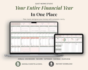 Foglio di calcolo per il budget annuale, pianificatore di budget mensile, modello di budget per Fogli Google, modello di budget per Excel, strumento di monitoraggio delle spese, budget basato sullo stipendio.