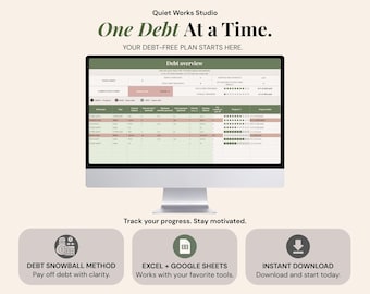 Foglio di calcolo per il metodo "palla di neve" per il rimborso dei debiti, strumento di monitoraggio del rimborso dei debiti, strumento di monitoraggio dei debiti, foglio di calcolo per il budget, pianificatore del rimborso dei debiti, strumento di monitoraggio dei debiti di Google Sheets