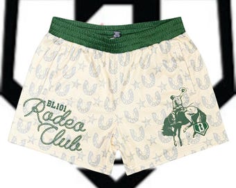 Baseball Lifestyle Rodeo Club Inspired Mesh Shorts, Western Cowboy Athletic Shorts, Cream Green Sports Shorts, Streetwear Gym Shorts