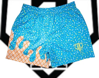 Baseball Lifestyle 101 Ice Cream Drip Youth Shorts, Melting Drip Athletic Shorts, Lightweight Breathable Gym & Streetwear Shorts