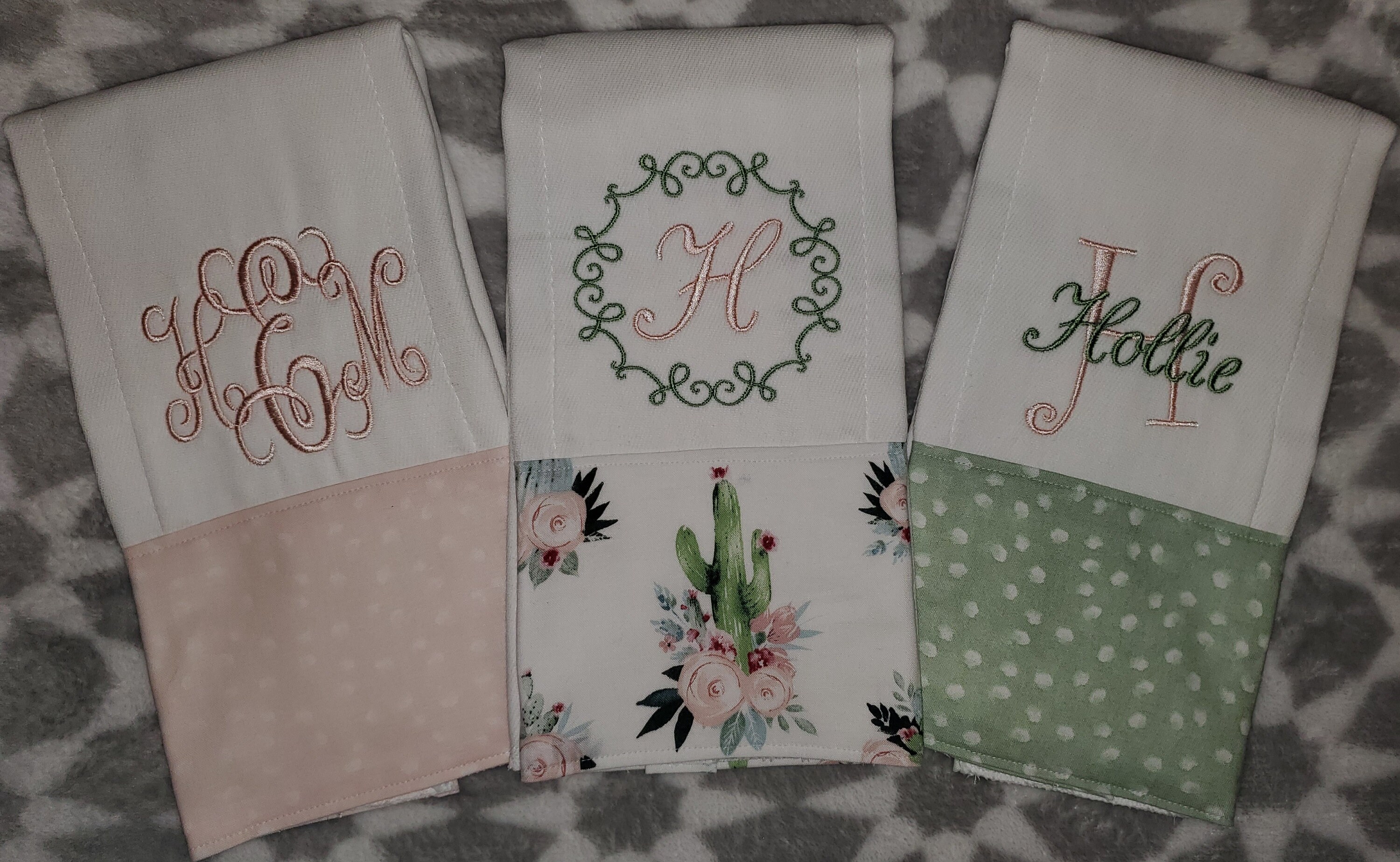 personalized burp cloths girl
