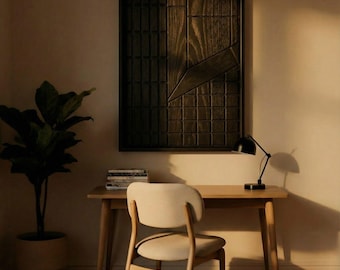 Geometric Wood Wall Art, Barcelona Tile Inspired Sculpture, Modern Interior Decor