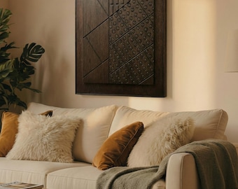 Large Birch Plywood Wall Art, 3D Geometric Sculpture, Mid Century Modern Home Decor