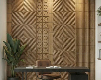 Commercial Acoustic Wood Slat Panels with Mixed Widths for Modern Office Soundproofing