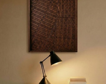 Large Geometric Wood Wall Art with Waterproof Finish for Japandi Bathrooms