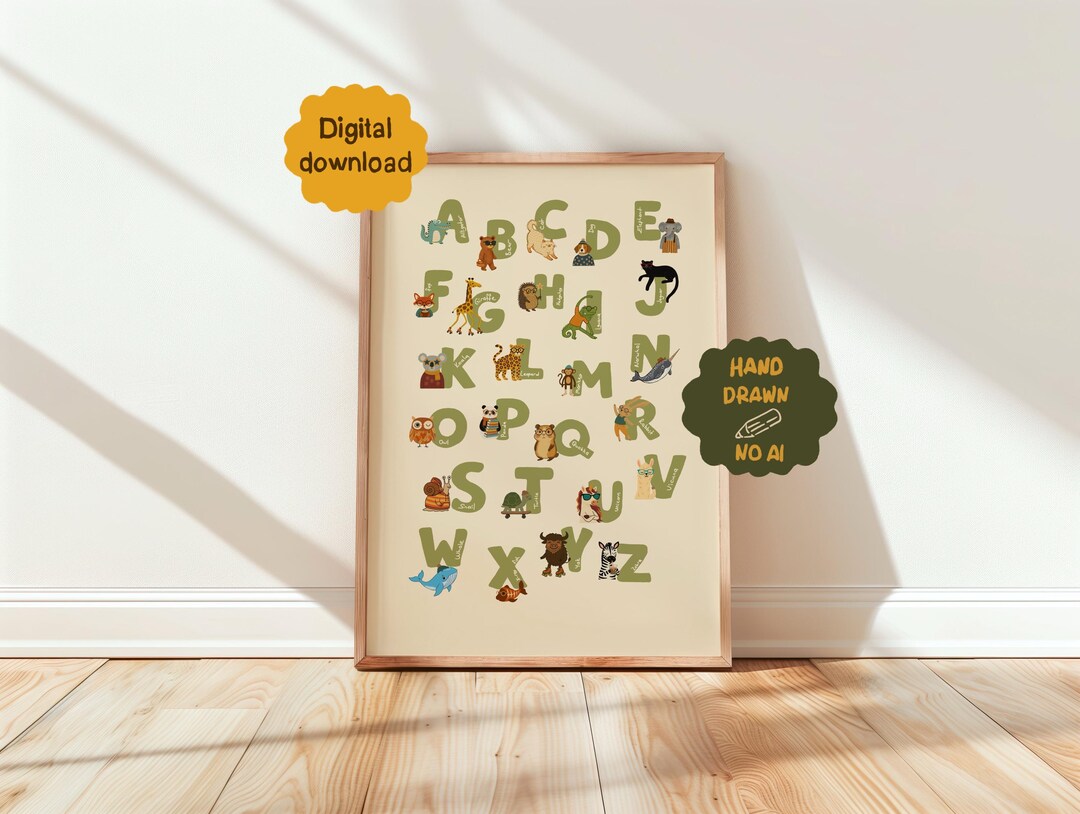 Printable Animal ABC Wall Art, Montessori Nursery Decor (digital ...